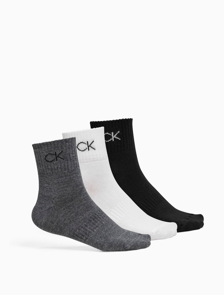Kit 3 Pares Meia Cano Médio Calvin Klein - Multi