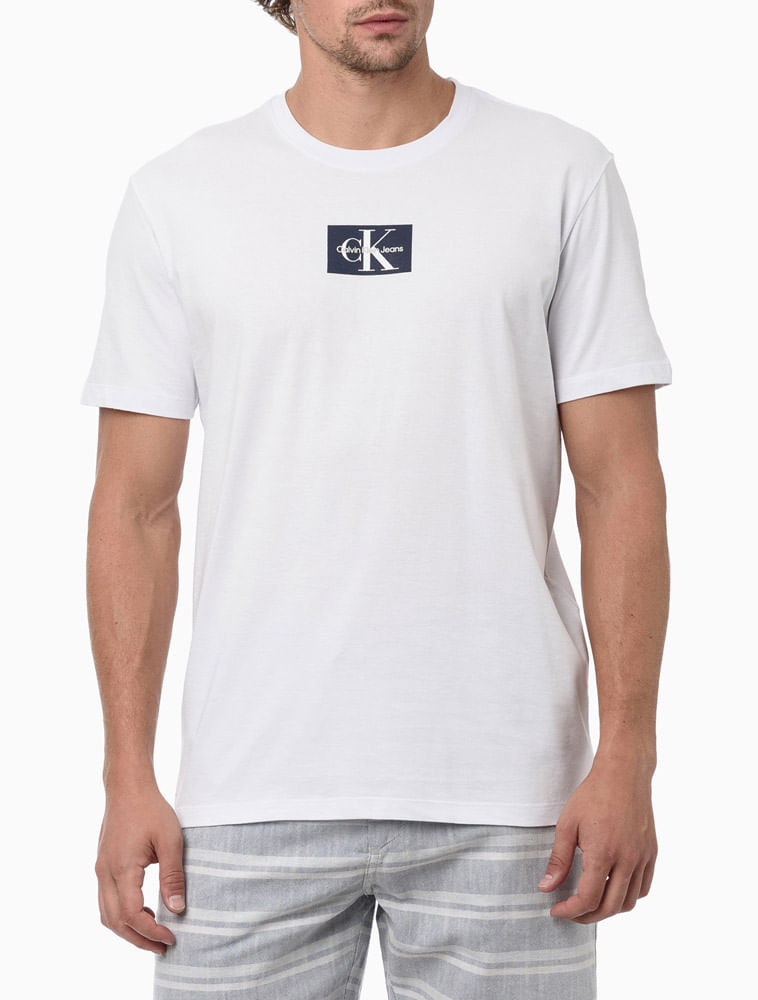 Camiseta Manga Curta Calvin Klein Jeans Re Issue Retangulo - Branco