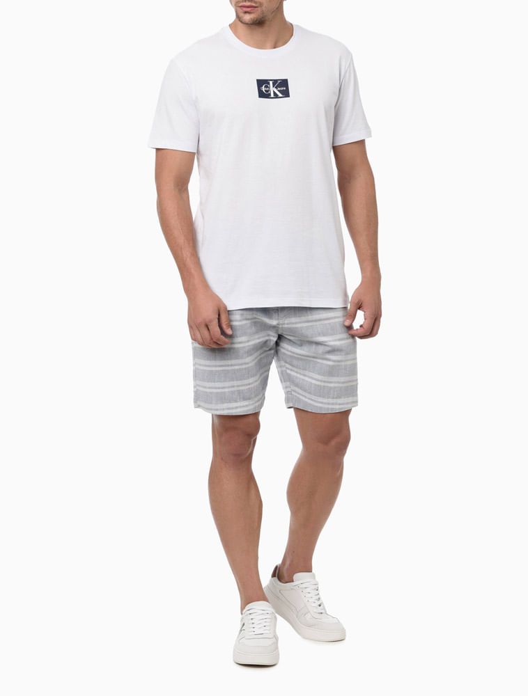 Camiseta Manga Curta Calvin Klein Jeans Re Issue Retangulo - Branco