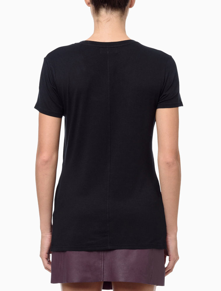 Blusa Feminina Básica Canoa Recortes Calvin Klein - Preto