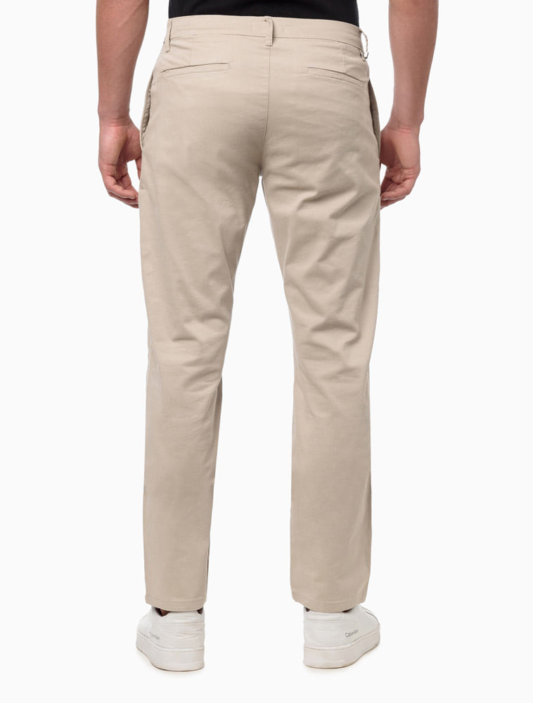 Calça Masculina de Chino Reta Essential Calvin Klein - Cáqui