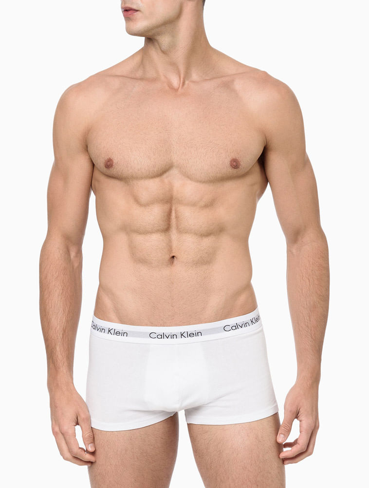 Kit 4 Underwear Trunk Classic Cintura Baixa Com Elastano Elástico Cueca Calvin Klein - Branco