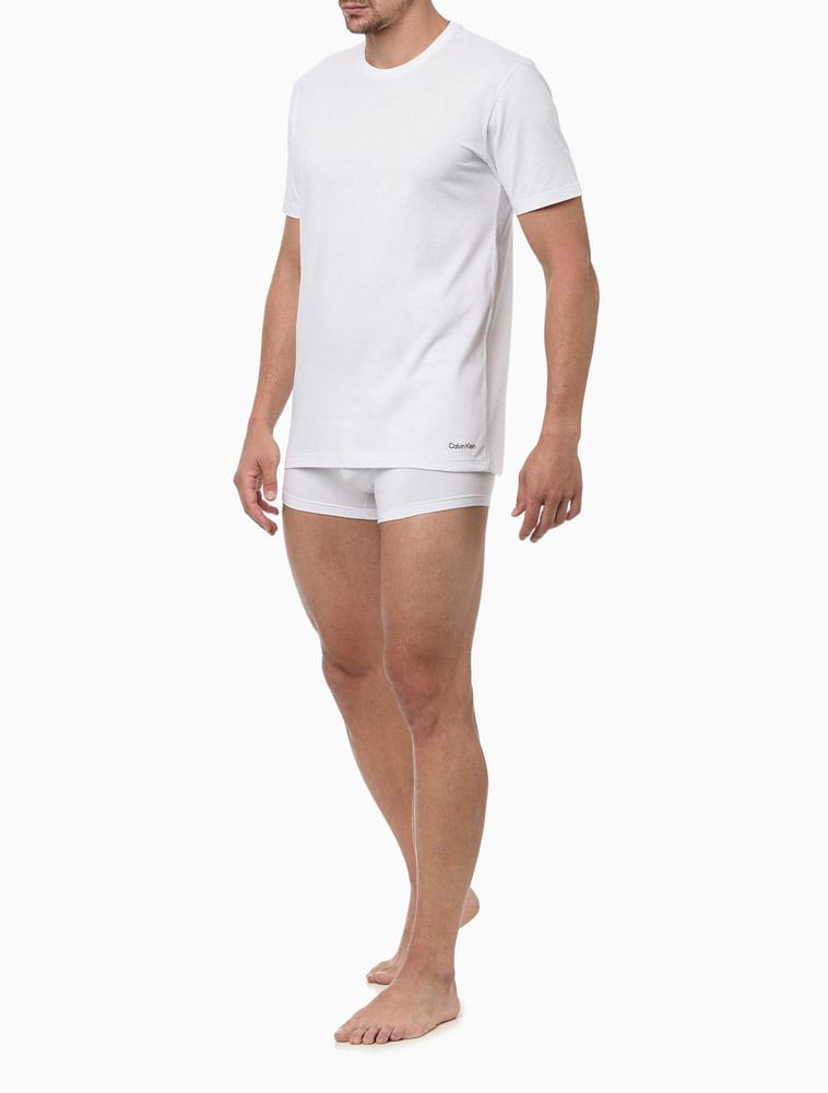 Kit 1 Camiseta Masculina e 2 Cuecas Trunk - Branco