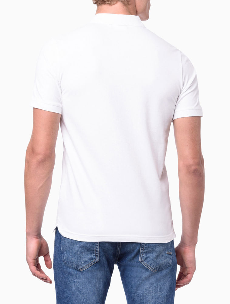 Polo Masculina Slim Piquet Calvin Klein - Branco