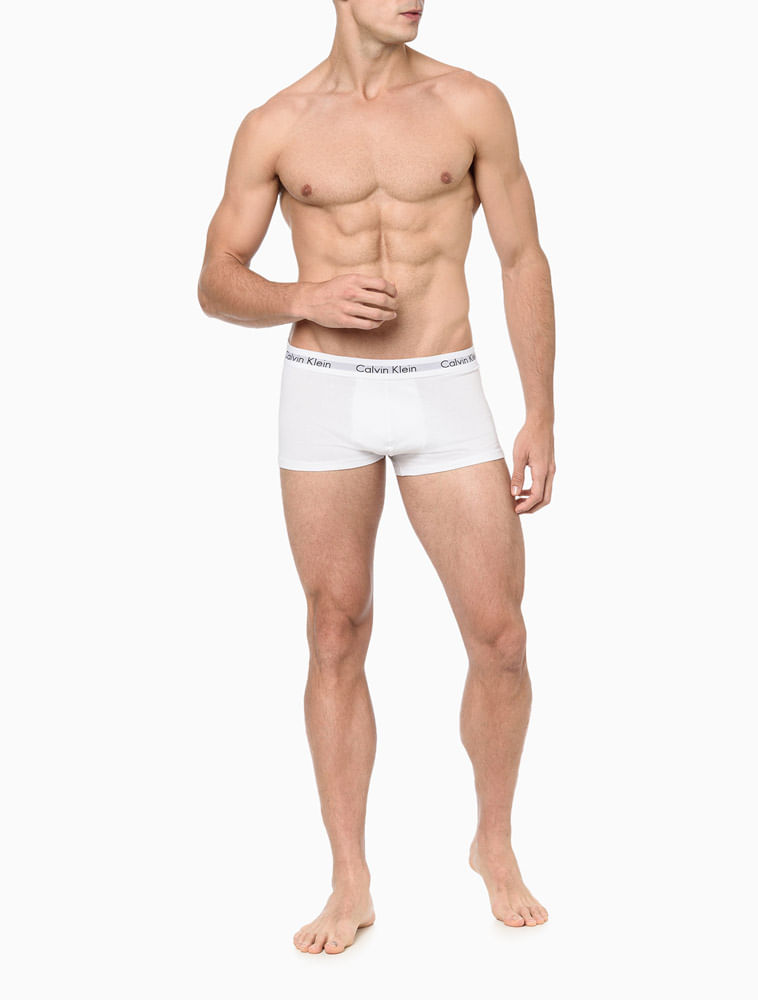 Kit 4 Underwear Trunk Classic Cintura Baixa Com Elastano Elástico Cueca Calvin Klein - Branco