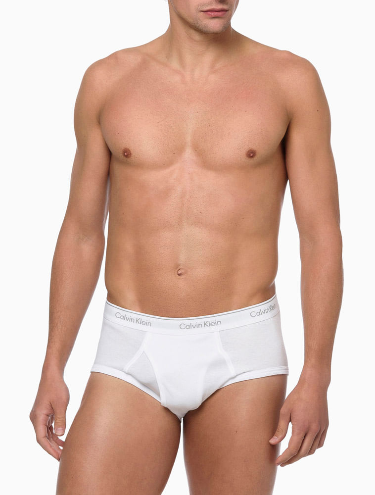 Kit 3 Cuecas Brief Cotton Rib Calvin Klein - White