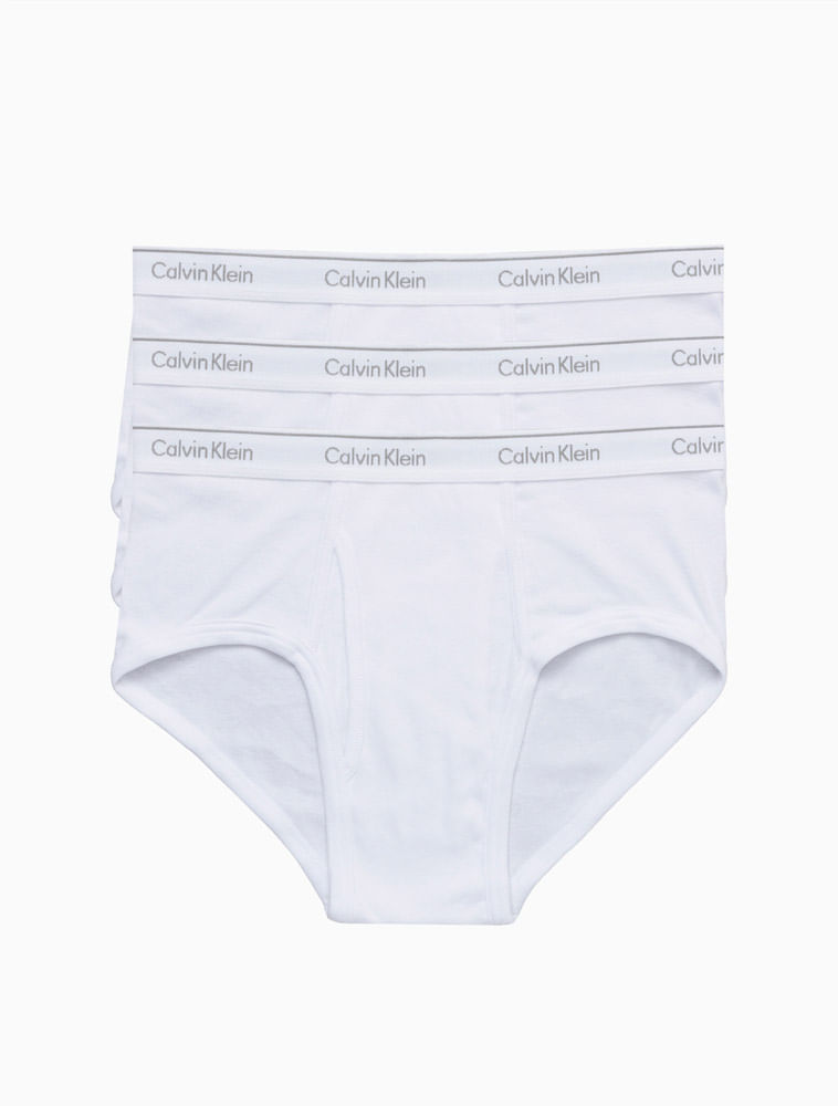 Kit 3 Cuecas Brief Cotton Rib Calvin Klein - White