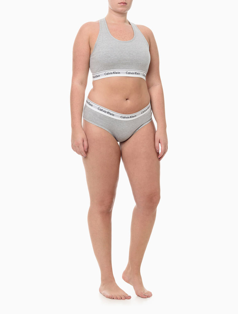 Top Feminino Nadador Elástico Com Logo Plus Size Underwear Calvin Klein - Mescla