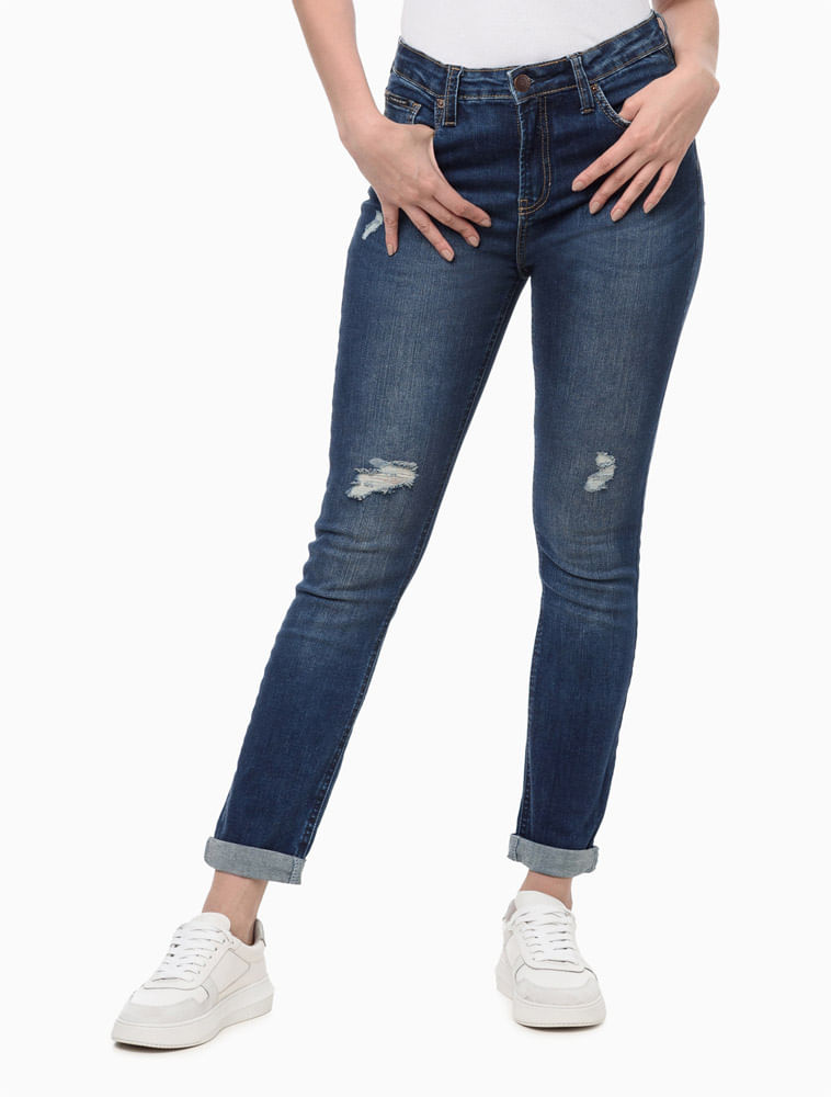 Calça Jeans Feminina New Skinny Embossed Calvin Klein Jeans - Marinho