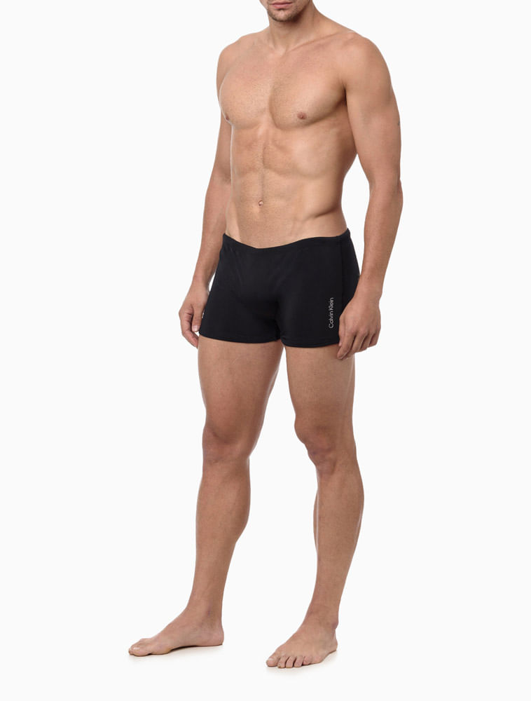 Sunga Boxer Masculino Lisa Logo Lateral Calvin Klein Swimwear - Preto