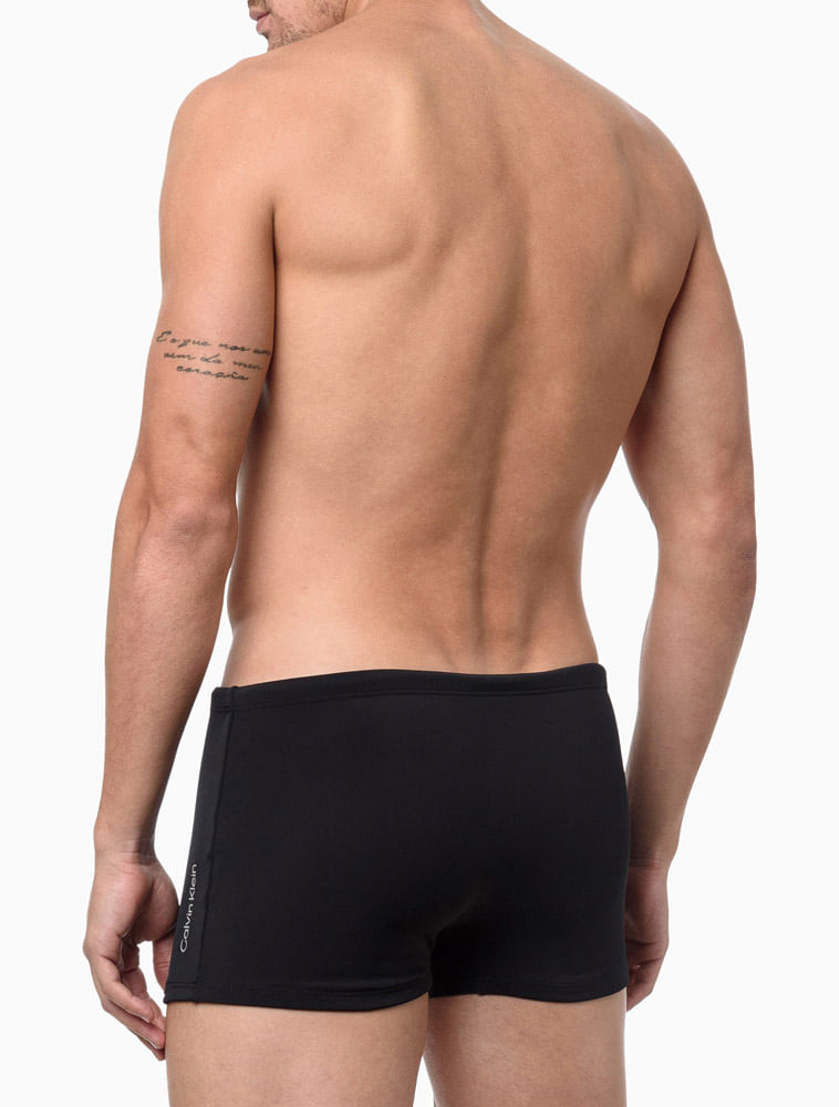 Sunga Boxer Masculino Lisa Logo Lateral Calvin Klein Swimwear - Preto