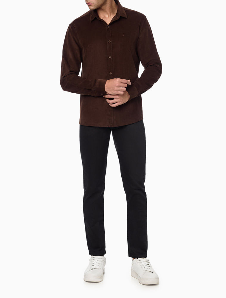 Camisa Masculina Manga Longa Slim Veludo Cotelê Calvin Klein