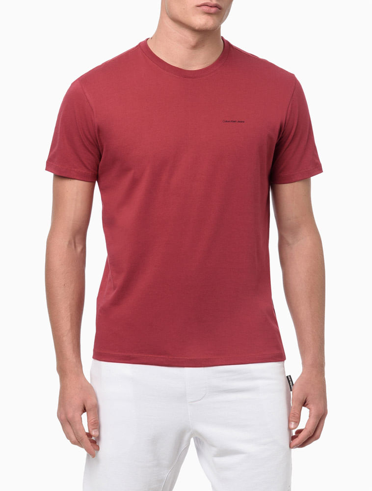 Camiseta Masculina Manga Curta Logo Básico Calvin Klein Jeans - Vermelho Escuro