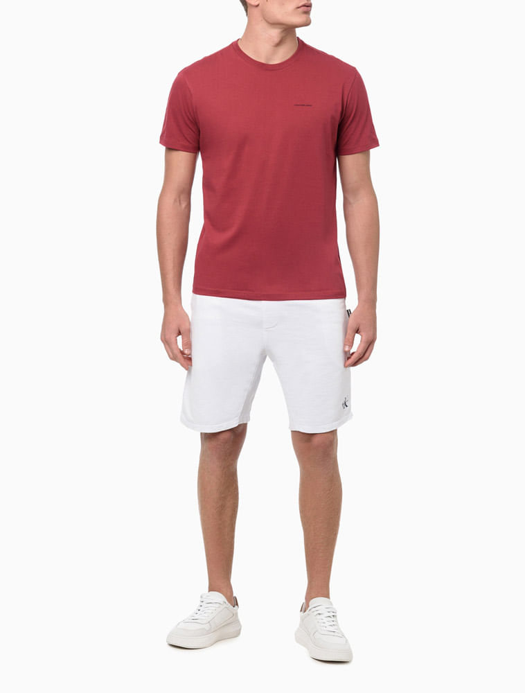 Camiseta Masculina Manga Curta Logo Básico Calvin Klein Jeans - Vermelho Escuro