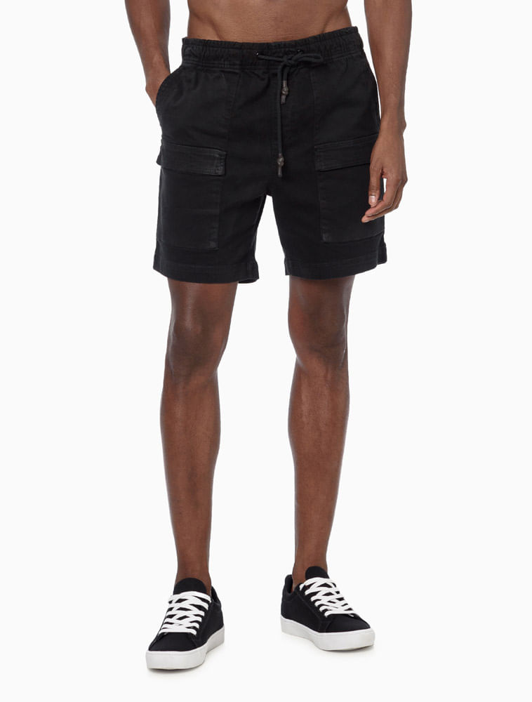 Shorts Masculino Color Moletom Cargo Calvin Klein Jeans - Preto