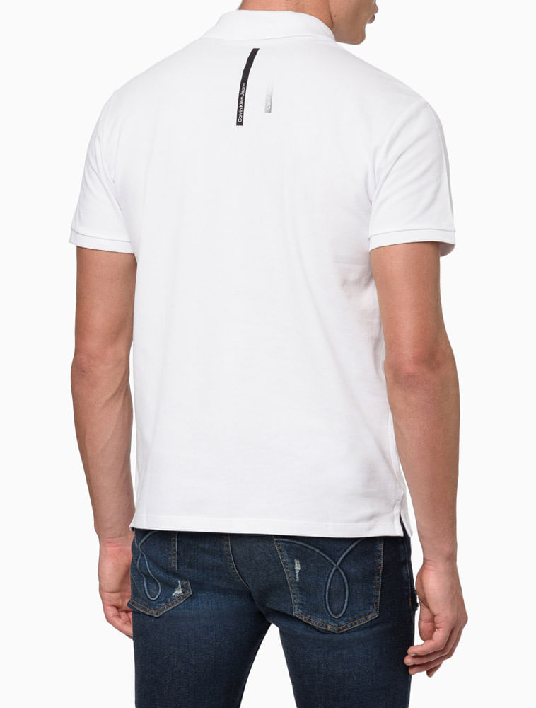 Polo Masculina Manga Curta Premium Calvin Klein Jeans - Branco