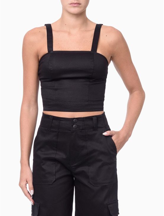 Top Feminino Sem Manga Decote Reto Calvin Klein Jeans - Preto Top Feminino Sem Manga Decote Reto Calvin Klein Jeans Preto 40