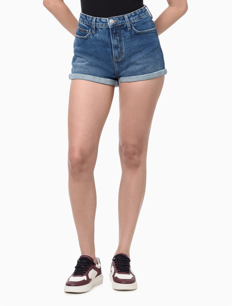 Shorts Jeans Feminino Mom 5 Pockets Calvin Klein Jeans - Azul Médio