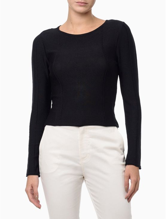 Top Feminino Manga Longa Transparência Calvin Klein - Preto Top Feminino Manga Longa Transparência Calvin Klein Preto m