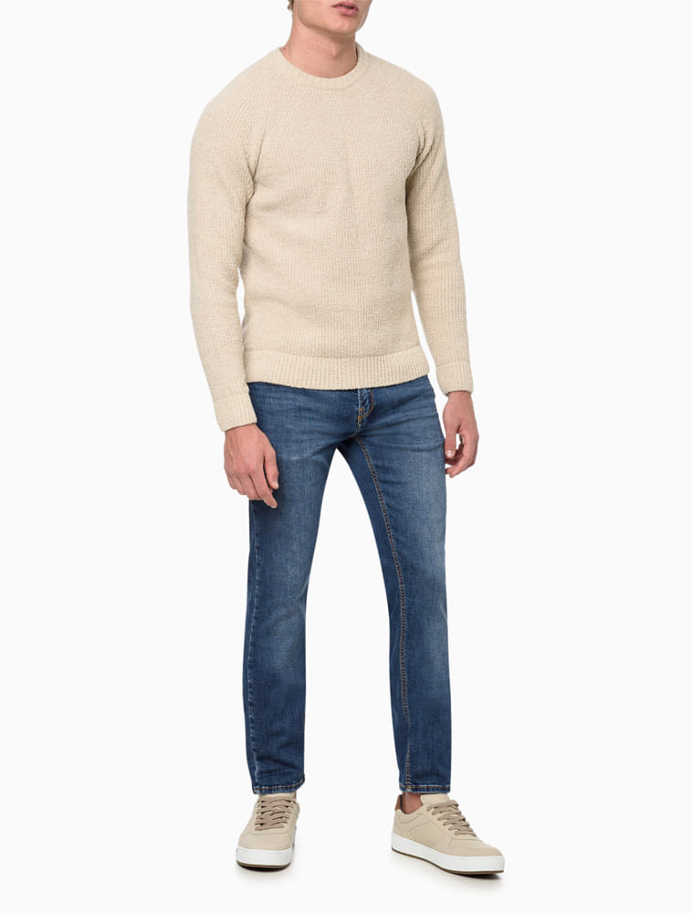 Suéter Masculino Tricot Raglan Texture Calvin Klein - Caqui Medio