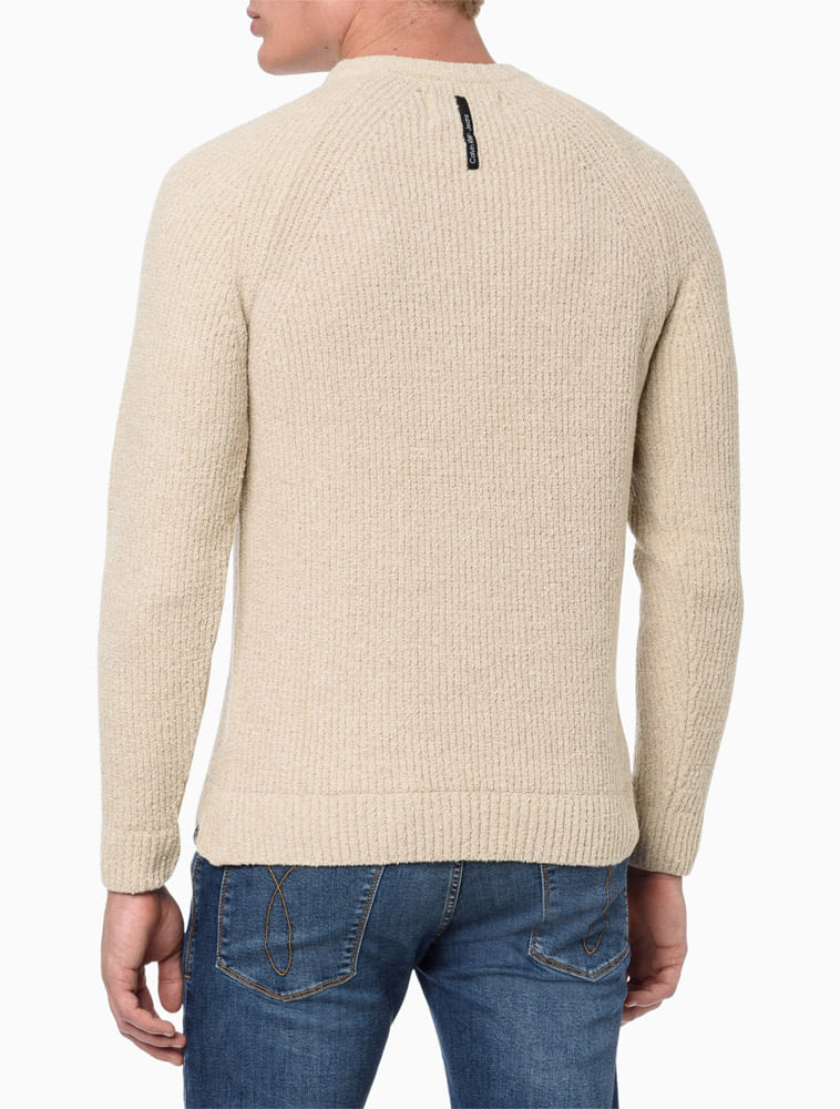 Suéter Masculino Tricot Raglan Texture Calvin Klein - Caqui Medio