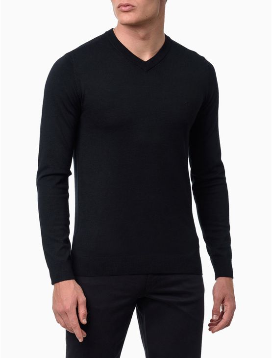 Suéter Masculino Tricot Decote v Calvin Klein - Preto Suéter Masculino Tricot Decote v Calvin Klein Preto m