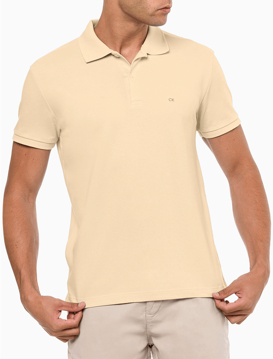 Polo Masculina Manga Curta Slim Básica Calvin Klein - Amarelo Claro Polo Masculina Manga Curta Slim Básica Calvin Klein Amarelo Claro Gg