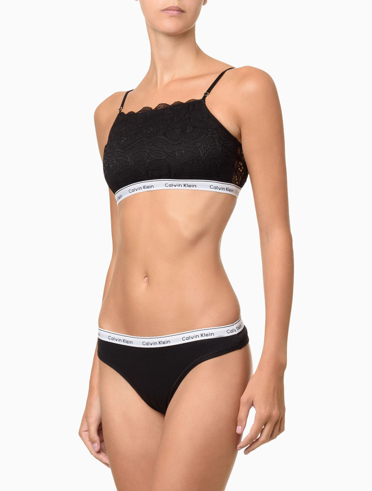 Kit 2 Calcinhas Fio Dental Mini Modern Cotton Calvin Klein Underwear - Preto / Branco