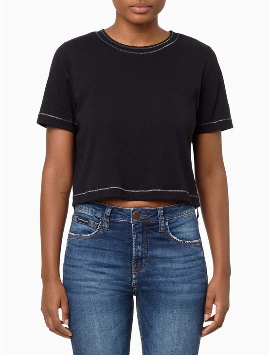 Camiseta Feminina Cropped Trançador Metalizado - Preto Camiseta Feminina Cropped Trançador Metalizado Preto Pp