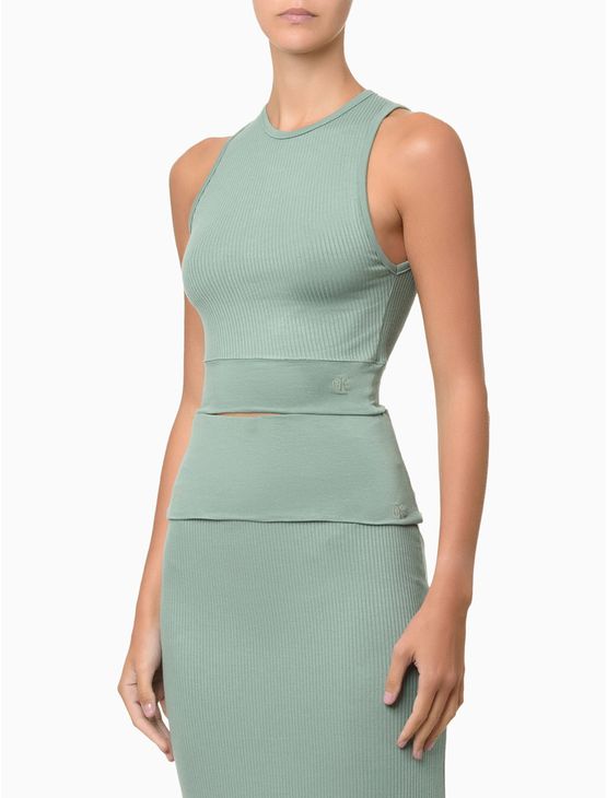 Blusa Feminina em Ribana e Cotton - Verde Blusa Feminina em Ribana e Cotton Verde Gg