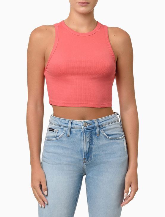 Regata Feminina Cropped Ribana - Melancia Regata Feminina Cropped Ribana Melancia Gg