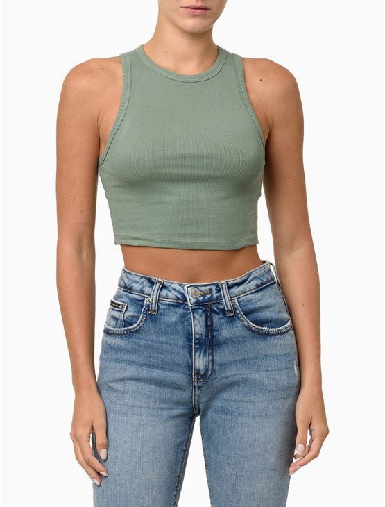 Regata Feminina Cropped Ribana - Verde Regata Feminina Cropped Ribana Verde Gg