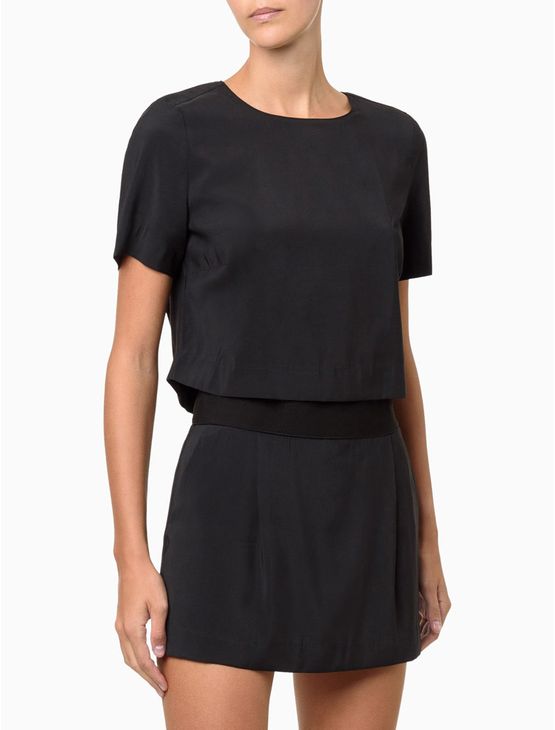 Blusa Feminina Cropped Calvin Klein Jeans - Preto Blusa Feminina Cropped Calvin Klein Jeans Preto 36