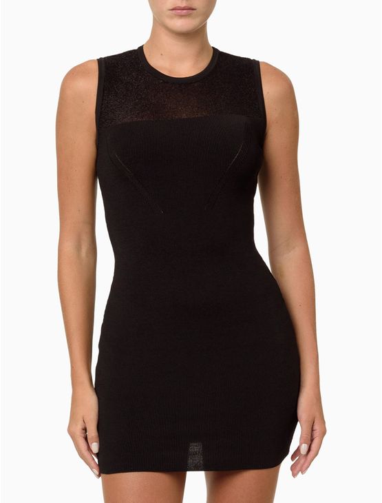 Vestido Feminino Tricot Com Transparência Calvin Klein Jeans – Preto Vestido Feminino Tricot Com Transparência Calvin Klein Jeans Preto Pp