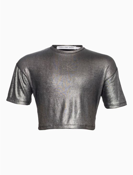 Camiseta Menina Metalizado - Chumbo Camiseta Menina Metalizado Chumbo 14