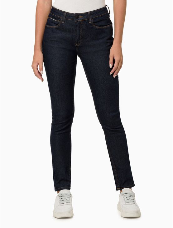 Calça Jeans Feminina Skinny Com Stretch Cintura Alta Calvin Klein Jeans - Azul Marinho Calça Jeans Feminina Skinny Com Stretch Cintura Alta Calvin Klein Jeans Azul Marinho 34