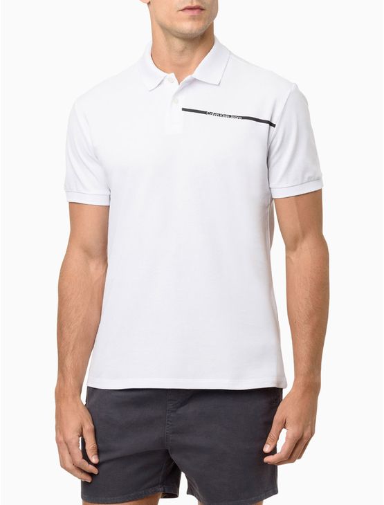 Camisa Polo Masculina de Algodão em Piquet Estampa Palito Calvin Klein Jeans – Branco Camisa Polo Masculina de Algodão em Piquet Estampa Palito Calvin Klein Jeans Branco Pp