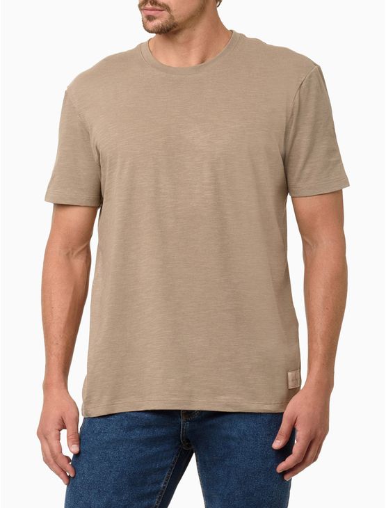 Camiseta Masculina Flamê Com Etiqueta – Caqui Claro Camiseta Masculina Flamê Com Etiqueta Caqui Claro Pp
