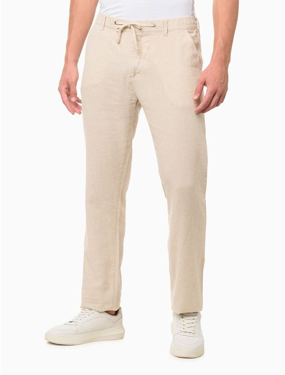 Calça Masculina Linen Calvin Klein Jeans – Off White Calça Masculina Linen Calvin Klein Jeans Off White 46