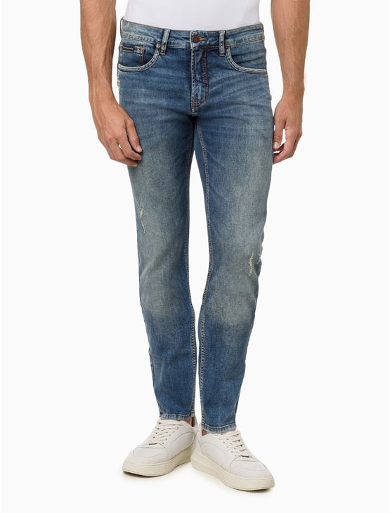 Calça Jeans Masculina Skinny Viés Bolso - Azul Médio Calça Jeans Masculina Skinny Viés Bolso Azul Médio 36