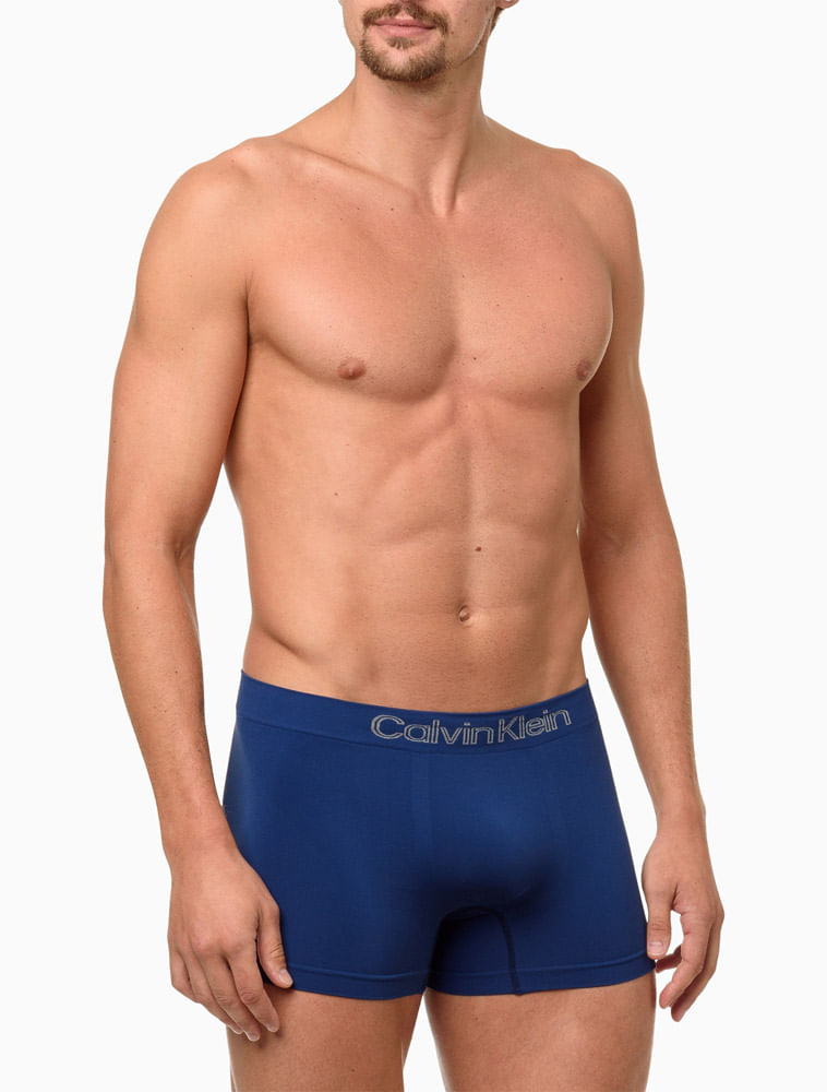 Kit 3 Cuecas Low Rise Trunk Seamless Micro Calvin Klein Underwear - Branco/Indigo/Mescla