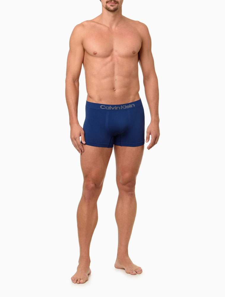 Kit 3 Cuecas Low Rise Trunk Seamless Micro Calvin Klein Underwear - Branco/Indigo/Mescla