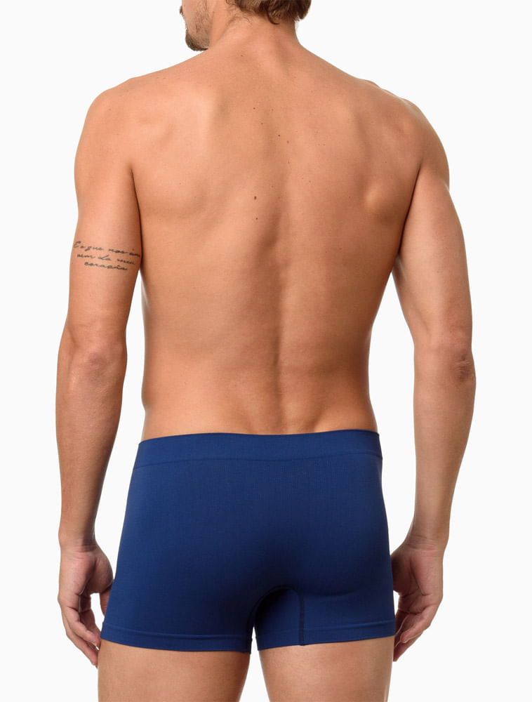 Kit 3 Cuecas Low Rise Trunk Seamless Micro Calvin Klein Underwear - Branco/Indigo/Mescla
