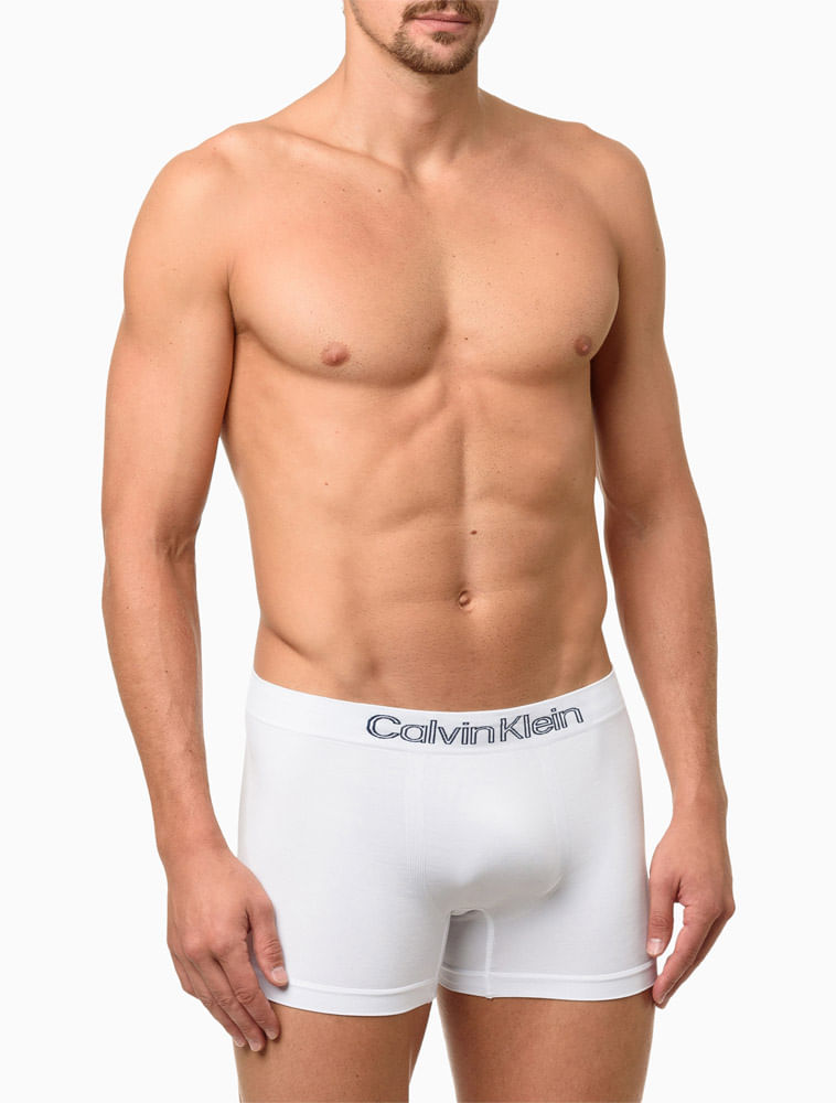 Kit 3 Cuecas Low Rise Trunk Seamless Micro Calvin Klein Underwear - Branco/Indigo/Mescla