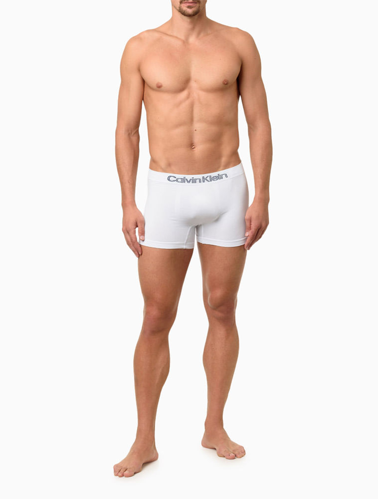 Kit 3 Cuecas Low Rise Trunk Seamless Micro Calvin Klein Underwear - Branco/Indigo/Mescla