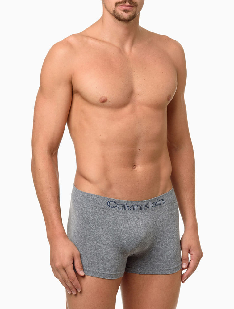 Kit 3 Cuecas Low Rise Trunk Seamless Micro Calvin Klein Underwear - Branco/Indigo/Mescla