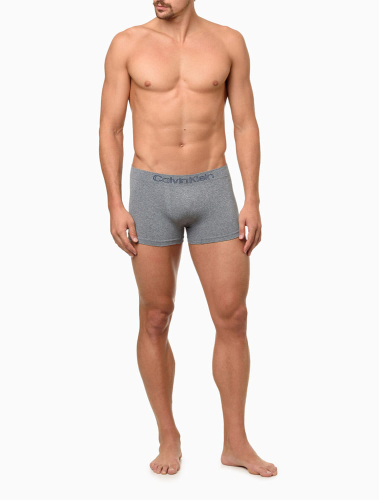 Kit 3 Cuecas Low Rise Trunk Seamless Micro Calvin Klein Underwear - Branco/Indigo/Mescla