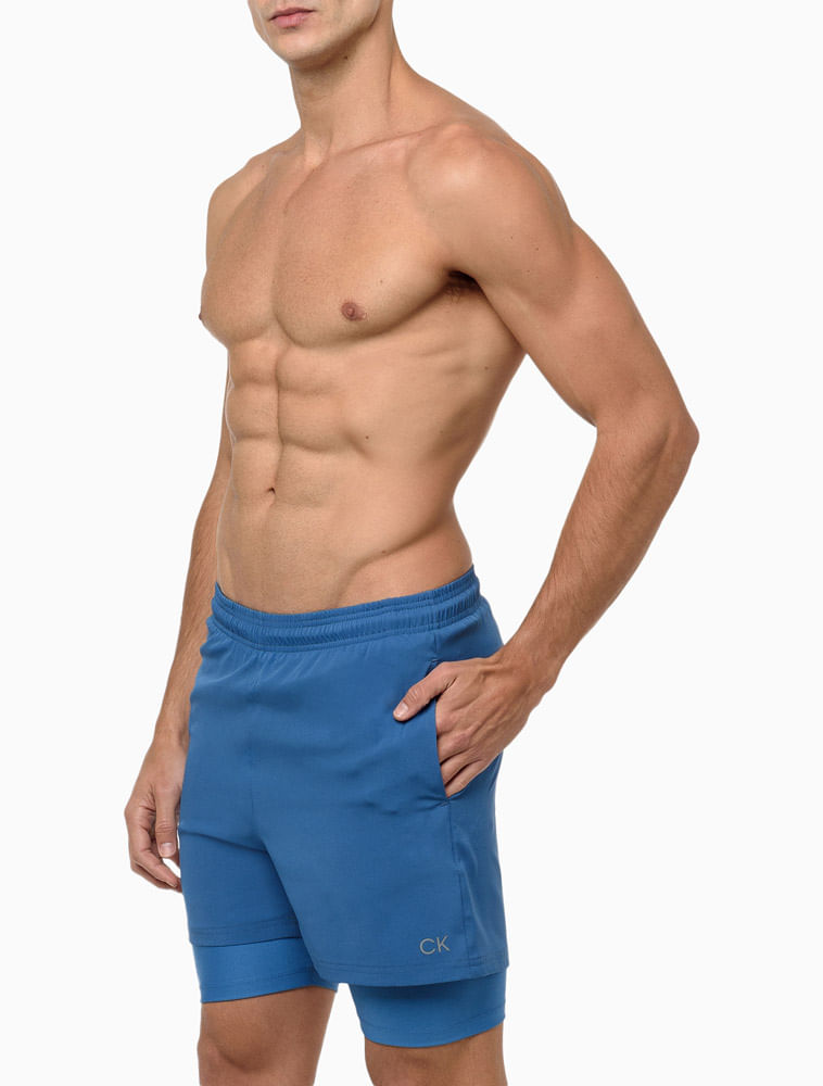 Bermuda Com Short Compressão Ck Sport - Azul Médio