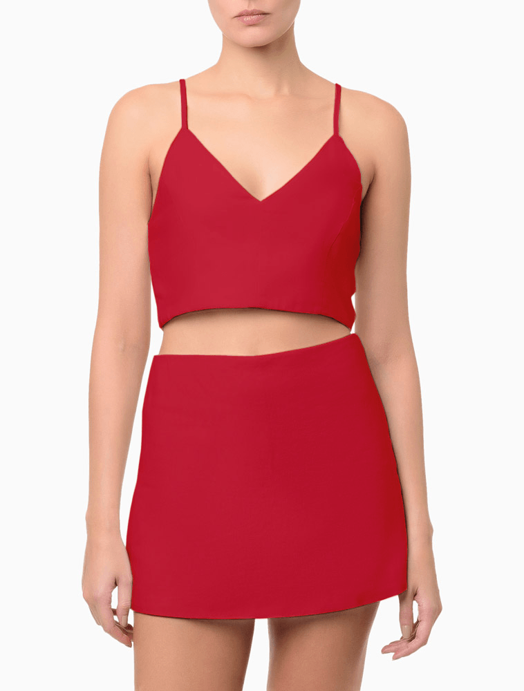 Top Feminino Cropped Linho Calvin Klein Jeans - Vermelho — Calvin Klein