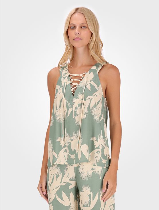 Top Feminino Decote v Estampa Floral Calvin Klein – Verde Top Feminino Decote v Estampa Floral Calvin Klein Verde 38